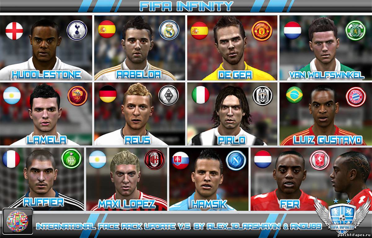 FIFA 12<br><br>International Face Pack Update V.5 (FIFA 12)</a><br><br>Жанр : Лица для FIFA 12<br><br>Рейтинг : 0.0<br><br>Просмотров : 1512